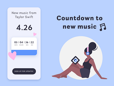 Countdown to Taylor Swift 4.26 App adobexd app countdown illustration listen music new taylor swift timer ui ux design