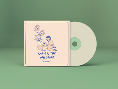 Katie & The Wildfire Single "Ringing" album cover albumart branding design illustration illustrator minimal music recorddesign vector
