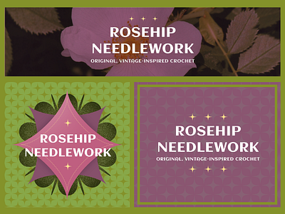 Rosehip Needlework Branding banner branding design etsy illustration illustrator instagram lettering logo needlework rosehip vector