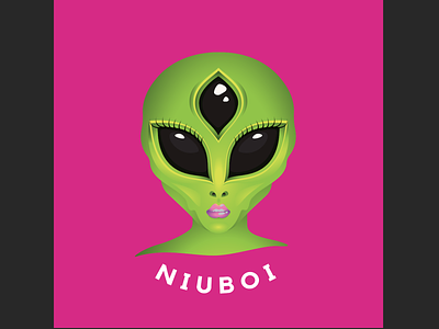 Logo Design for NIUBOI alien aliens babe branding design enby eyes hot pink illustration illustrator intergalactic lashes lips nonbinary third eye three eyes vector