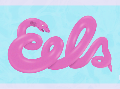 Eels Don't Kiss & Tell animals art creatures deep sea design eel eel fish eels fish hot pink illustration illustrator lettering loops oceans pink eel tubes typography vector water