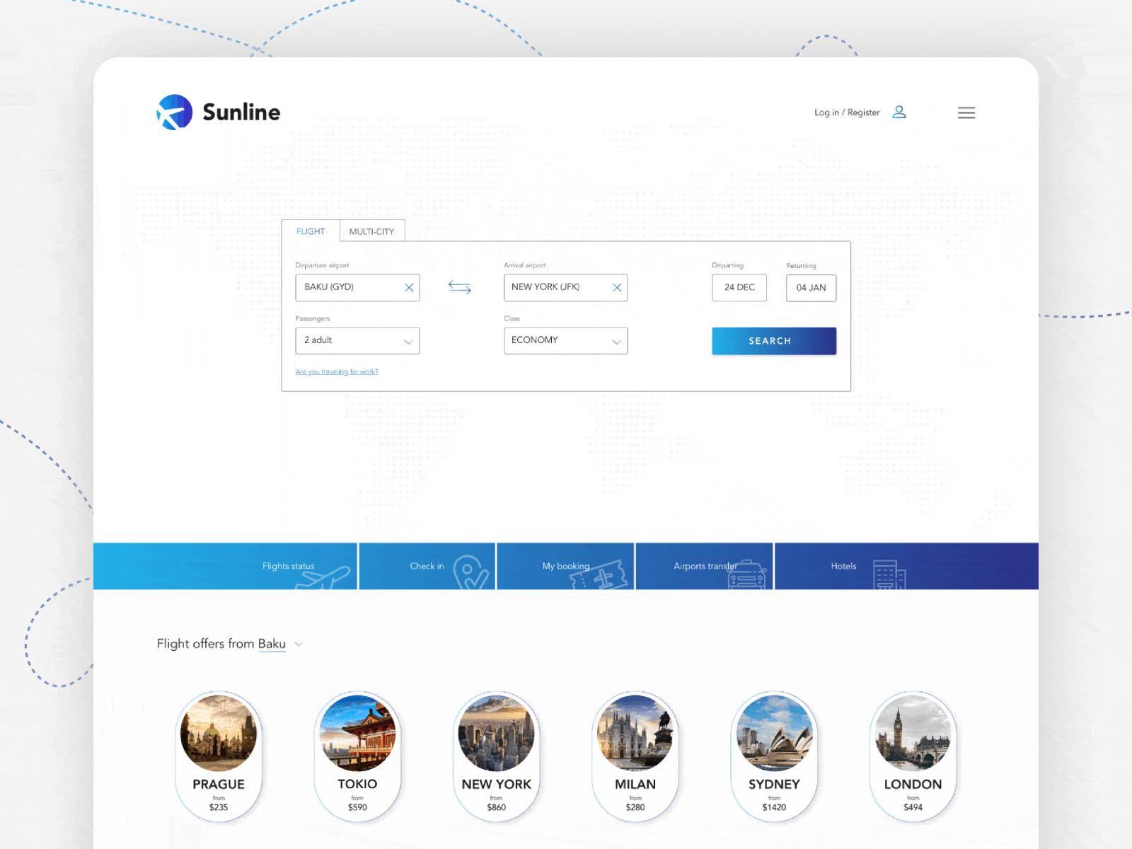 Sunline Airways Concept Website adobe adobe xd airline airplane airways design figma interface logo principle ui user inteface ux web