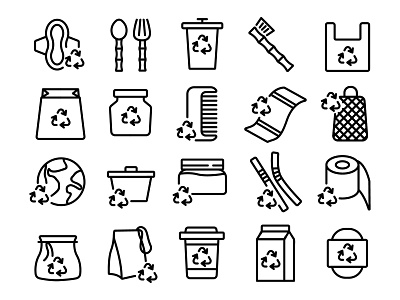 Zero Waste Icons Set