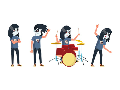 Black metal teen cartoon character cartoon characters character design drummer heavy metal heavymetal metal rock rocker vector vectorart