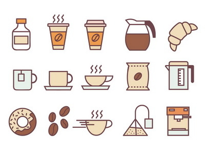 Flat coffee icon set art coffee flat icon icons illustration vector