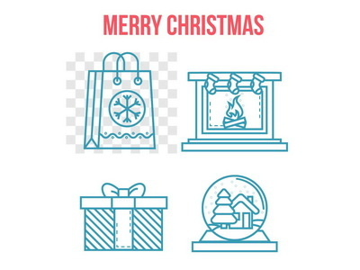 Christmas flat linear icons christmas flat icon icons illustration illustrator linear set vector