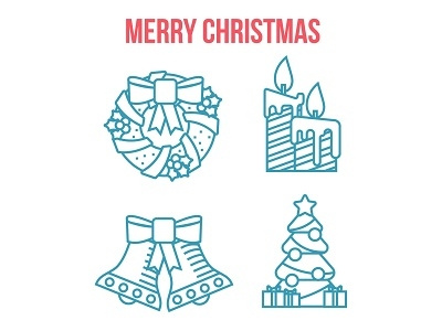 Christmas flat linear icons 2 christmas flat icon icons illustration illustrator linear set vector