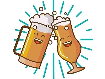 Lineart Flat Emoji Beer Logo beer character drunk illustration illustrator vector