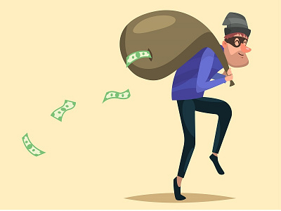 Cartoon character. Thief with a sack of money by Oleh Dovhan on Dribbble