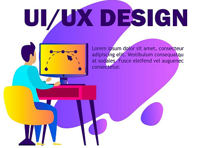 Modern flat web page design template of UI UX designer character