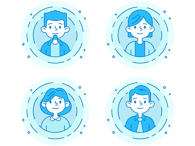 Cute people icon set in flat line style. Line avatars collection character character design design flat icon icons linear ui uiux vectorart