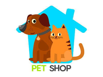 Pet shop logo cartoon cat character character design design dog flat illustration illustrator logo vector vectorart veterinary