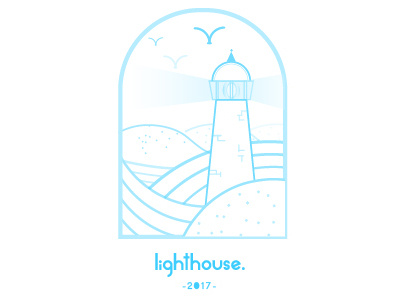 Lighthouse blue frame illustration lighthouse line line illustration simple