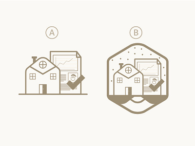 A or B? badge client work exploration flat icon icon design