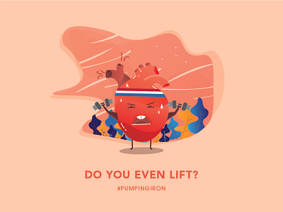 Do you even lift? Another Version character illustration gradient heart heart character illustration pastel red