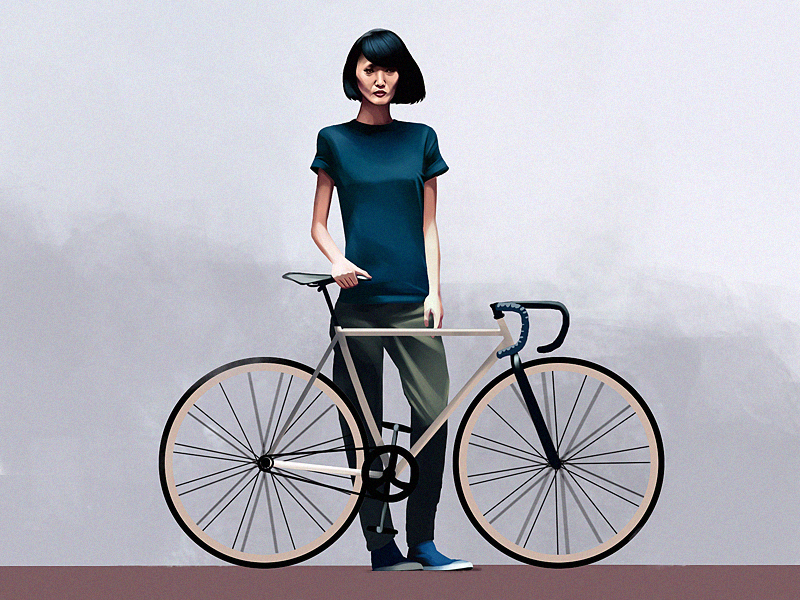 Models bicycle bike characters design fashion illustration model people