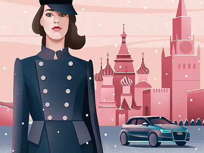 Audi audi car draw girl kremlin moscow paint russia