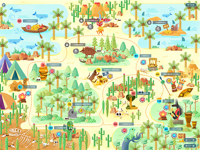 Desert Adventure desert design game maps. illustration