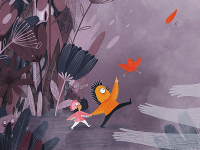 Journey adventure bird character childrens book illustraion journey