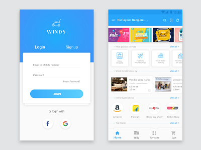 Winds(e-commerce Android app) android android app android app design applicartion ecommerce ecommerce design login loginscreens registration signup