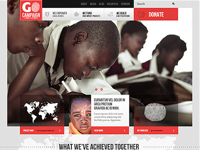 go campaign webdesign box clean donate grid home minimal minimalist page photo red search ui web website