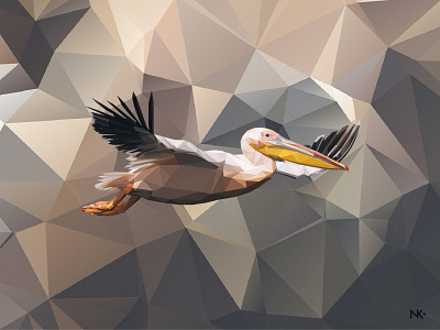 Pelican. Low poly
