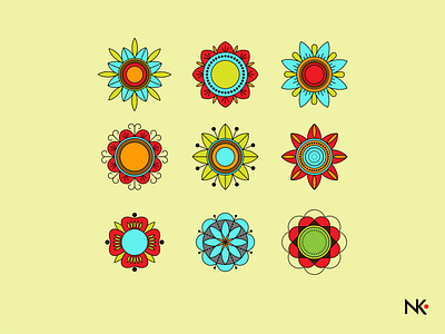 Mandalas - flowers adobe illustrator ai design flat flat design flowers illustration illustrator mandala ormanent ornaments vector