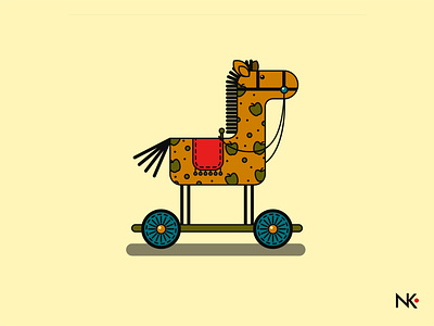 wooden horse adobe illustrator ai apple design flat flat design horse illustration illustrator vector wooden horse yellow