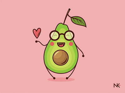 funny avocado adobe illustrator ai avocado design flat flat design funny graphic design green illustration illustrator pink vector