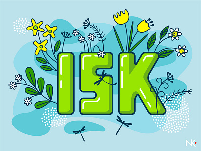 15K blue design dreams of summer flat flat design flowers follow followers illustration summer