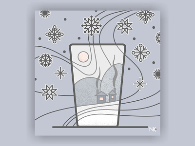 Winter In Russia glass grey illustration illustration art snow snowflakes winter