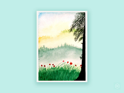 Watercolor illustration scenery