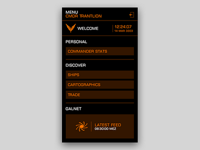 Elite Dangerous Companion App app companion design elitedangerous game interface uiux