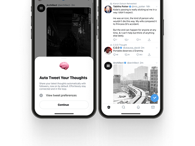 Auto tweet your thoughts app auto auto tweet concept design figma replication twitter ui design