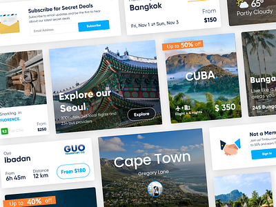 Visual Cards for a Tourism Platform buses design figma flights hotel travel travel app ui design web website
