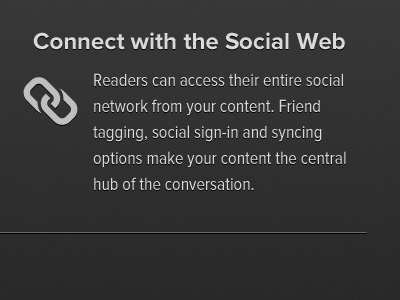 Connect with the Social Web feature grey link icon pictos proxima nova