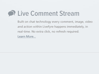 Live Comment Stream blue chat bubbles feature grey icon pictors