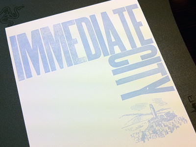 Immediate City, First Color blue ink letterpress paper