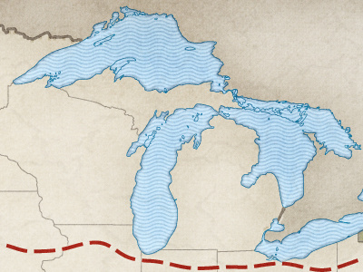 Great Lakes blue map pixel pattern
