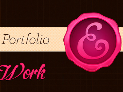 Portfolio Redesign 2 brown cream grain grid pink ribbon stamp