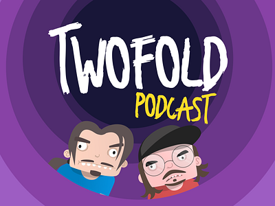 Twofold Podcast brand branding cartoon character design illustration logo podcast retro vector