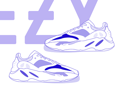 Yeezy 700 Wave Runners adidas blue illustration kanye west shoes sneaker yeezy