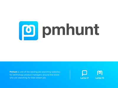 Pmhunt.io | P+M | Logo branding design flat icon identity illustration letter logo minimalistic project manager simple symbol