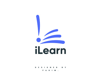 iLearn | ELearning Website Logo design blue book branding elearning flat learning app logo minimalistic online education symbol