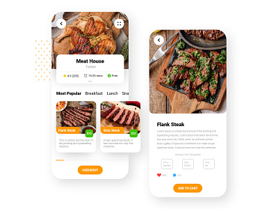 Restaurant Food Ordering App UI adobe xd app delivery design food ios orange order restaurant simple sleek white yellow