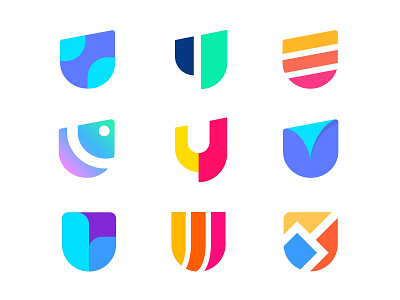 U lettermark Logo brand colorful gradient hire identity letter lettermark simple ui