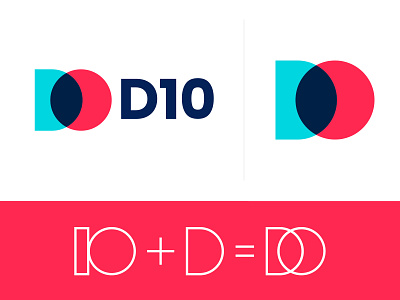 D + 10 Logo Design 10 brand flat gradient icon identity letter logo minimalistic overlapping overlay shade simple symbol typography