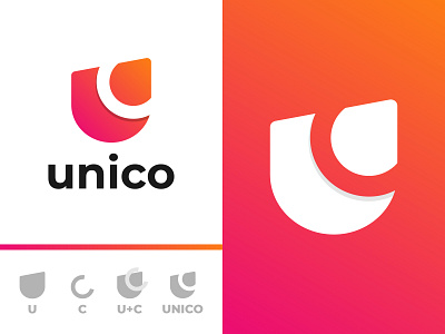 U letter Unico Logo brand branding designer flat gradient icon identity illustration lettermark logo minimalistic simple symbol ui design