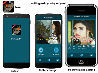 UI Design writing urdu poetry on photo design ui