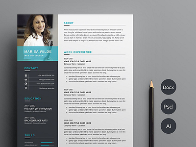 Resume/CV clean curriculum cv design elegant photoshop resume resumecv template vitae
